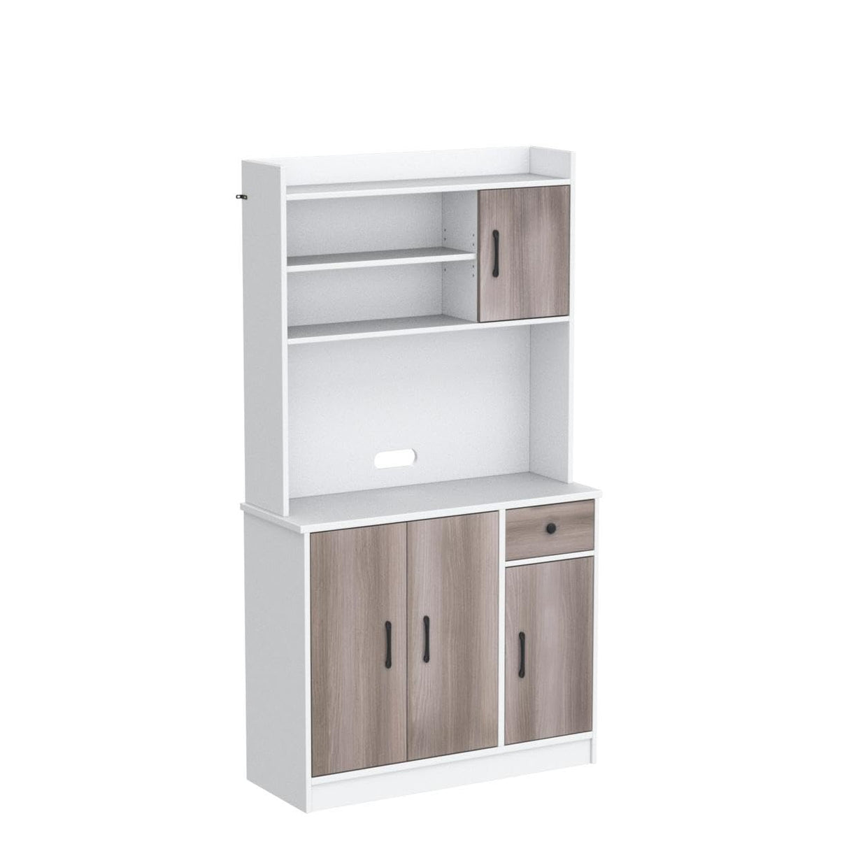 LOKO Kitchen Pantry Storage Cabinet, Kitchen Buffet with Hutch with Adjustable Shelves and Cable Management Hole, Tall Kitchen Hutch with Anti-tip Devices, 39.5 x 15.5 x 71 inches (White) LOKO