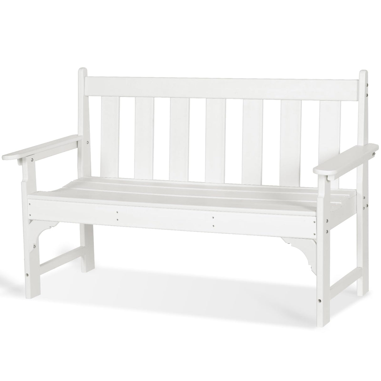 nalone Outdoor Bench, HDPE All Weather Patio Bench Load up to 800 Lbs, 2-Person Garden Bench Rot-Proof Fade Proof for Patio, Porch, and Park (White) nalone