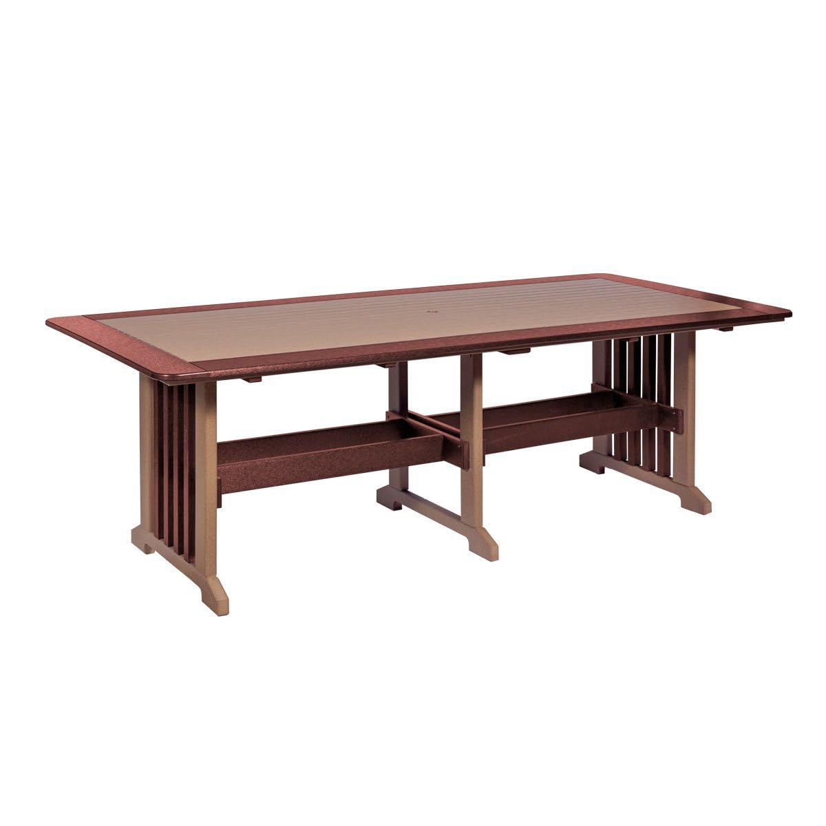 DutchCrafters 9-Piece Outdoor Patio Poly Dining Set, 96" Rectangle Table with 8 Dining Height Chairs for Outside Eating, Gathering, Entertaining - Amish Made in USA (Weatherwood on Brown) DutchCrafters