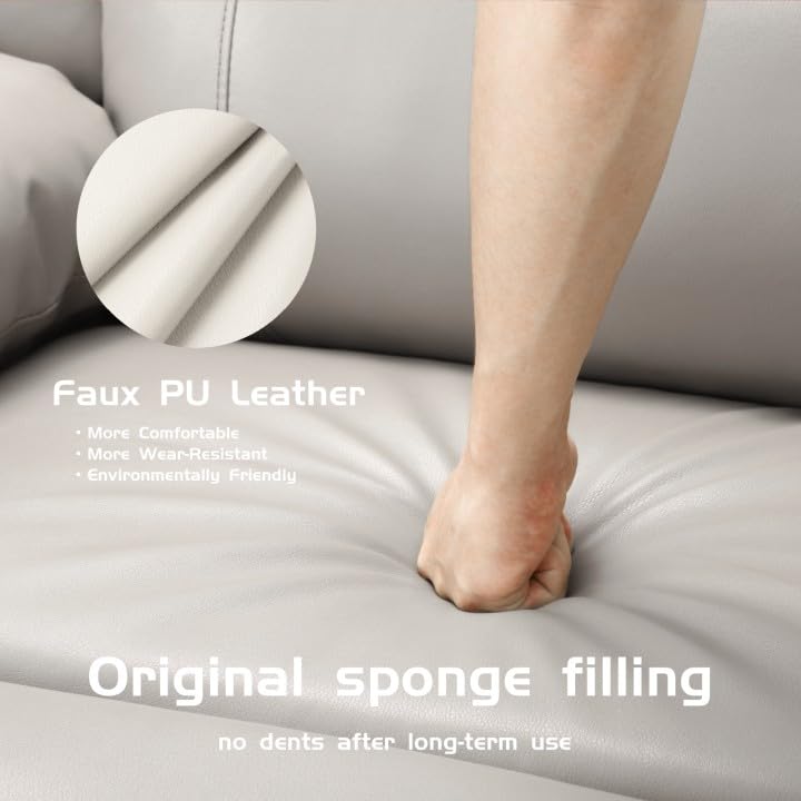 GarveeHome Recliner Chairs, Classic Manual Leather Recliner, Home Theater Seating with Lumbar & Arms Support for Living Room, Bedroom and Nursery - Beige GarveeHome