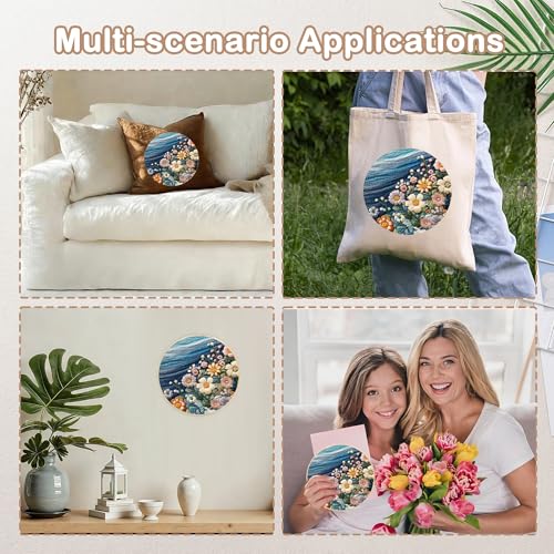 HINITOYOU Embroidery Kit, Seaside Flower Cross Stitch Kits Embroidery Starter Kit Needlepoint Kits for Adults with Stamped Pattern, Bamboo Hoops, Scissors, Needles Instructions