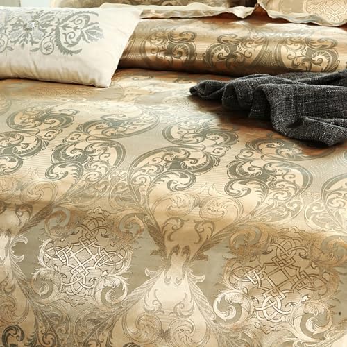 TUMAN Pro Duvet Cover Set European Luxury Satin Embroidery 3-Piece Bedding Set Soft Comfortable and Lightweight Rose Gold King Duvet Cover (No Quilt) (Rose Gold, King) TUMAN Pro