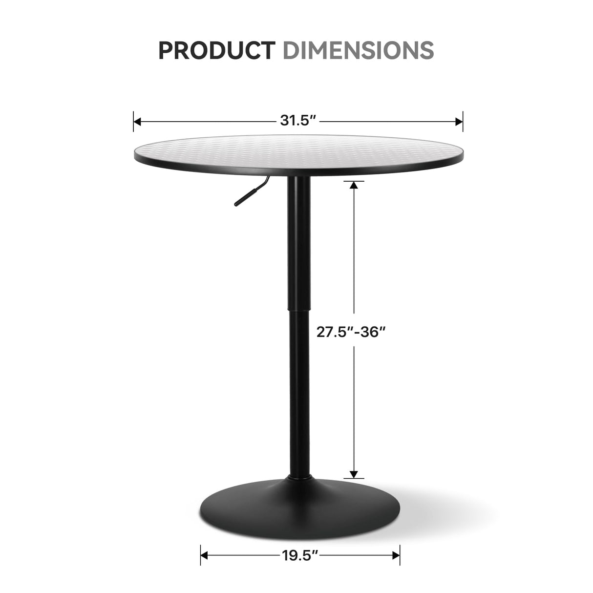 SFIHOME 31.5 Inch Round Pub Table Cocktail Table for Dining Room Kitchen Patio Bar, 27.5"- 36" Height-Adjustable, Bar Height Pub Table High Top Table with Metal Pole and Base, Silver SFIHOME