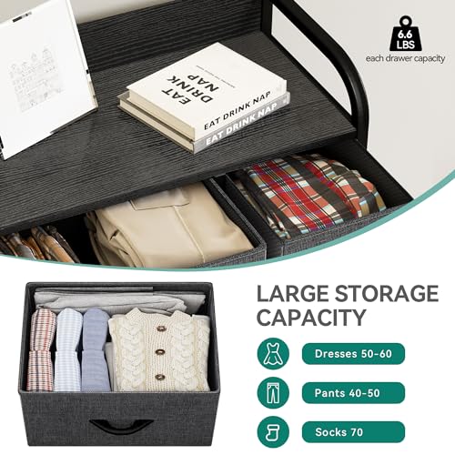 YITAHOME Dresser with 7 Drawers Storage Tower, Organizer Unit for Bedroom, Living Room, Hallway, Closets & Sturdy Steel Frame, Wooden Top & Easy Pull Fabric Bins YITAHOME