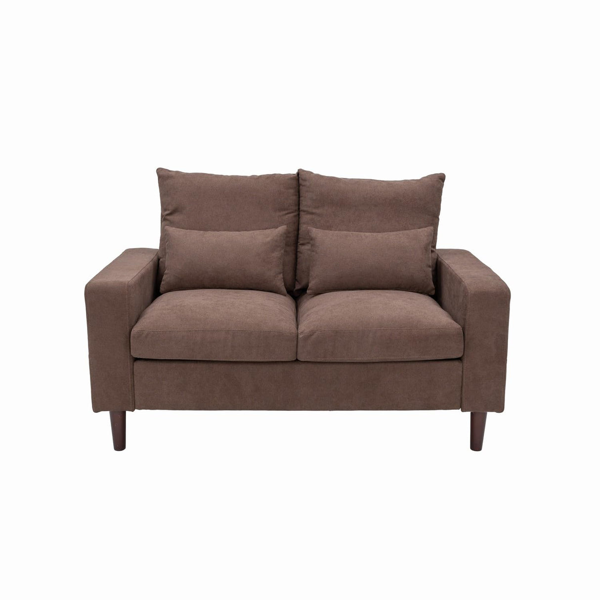 Panana Modern Sofa 54.5" Loveseat Couch with Cushion Back and Arms, 2 Seater Sold Wood Legs Sofa (Brown Linen, Track arm) Panana
