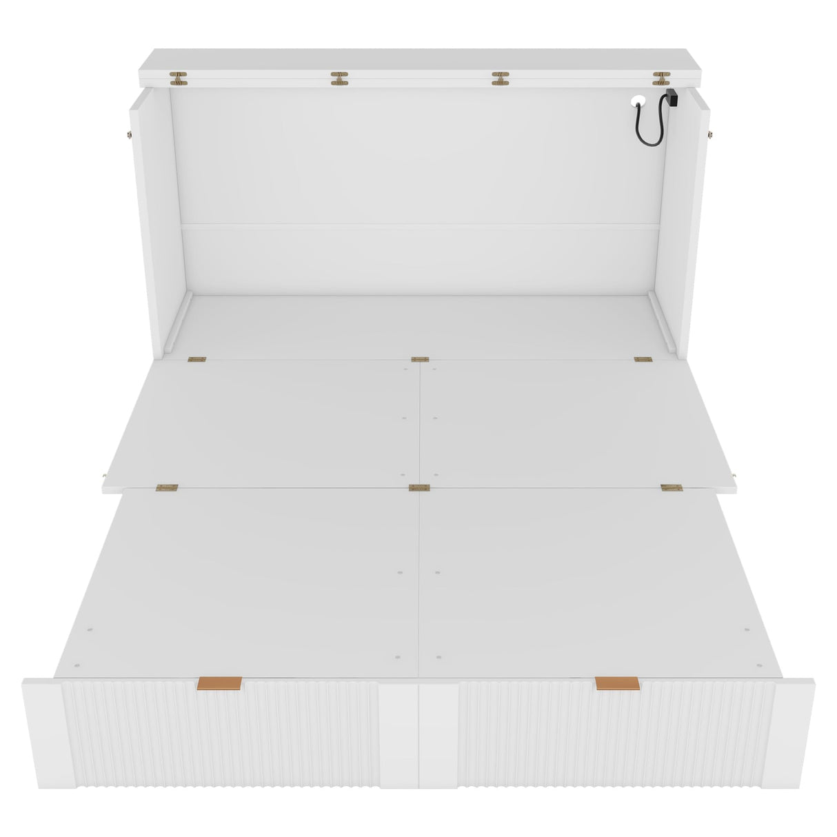 Harper & Bright Designs Full Size Murphy Bed Wall Bed with Storage Drawers and a Set of Sockets & USB Ports, Pulley Structure Design, Space-Saving for Multipurpose Guest Room or Home Office, White Harper & Bright Designs