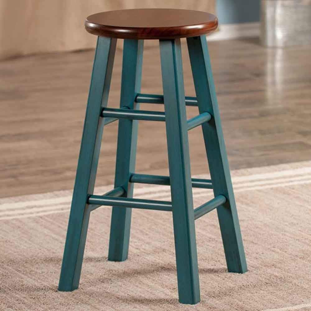 Winsome Wood Ivy model name Stool Rustic Teal/Walnut 13.4x13.4x24.2 Winsome