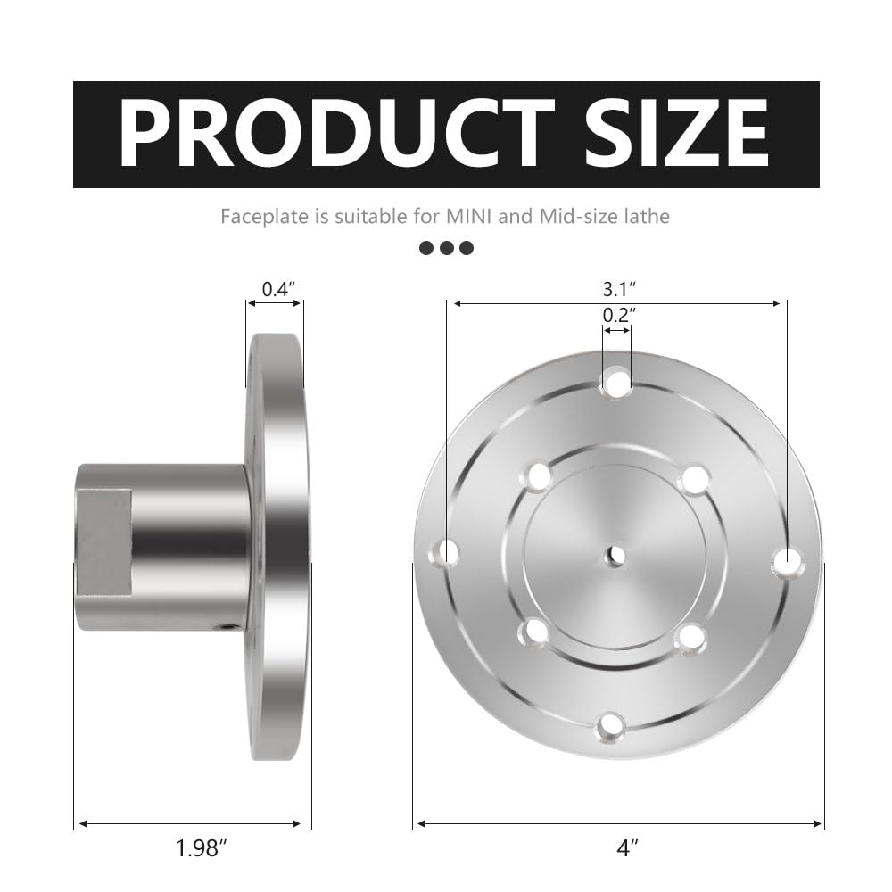 Phukmlong 4" Wood Lathe Faceplate for 1"-8TPI Thread with Screw Chuck, Wood Lathe Accessories Tools… PHUKIMLONG