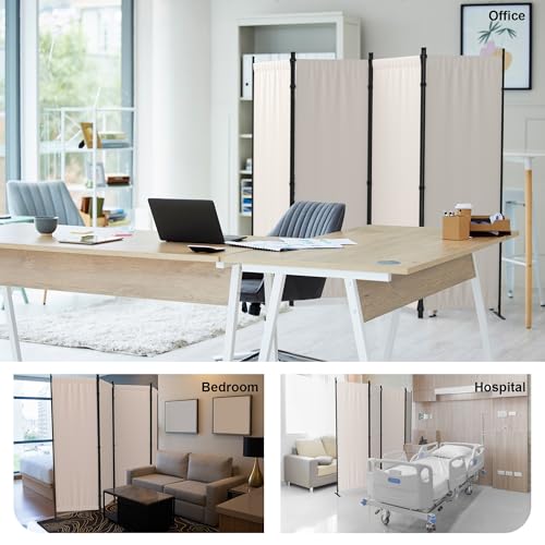 Kecreque Room Divider 4 Panel Partition Room Dividers & Folding Privacy Screens w/ 3 Metal Feet,88" W Portable Wall Doubles as a Dressing Screen Wall Divider for Office Bedroom Children's Room,White Kecreque