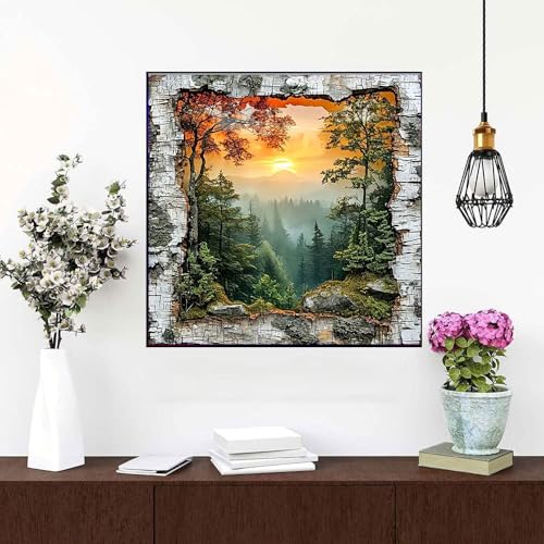 Forest Landscape Stamped Cross Stitch Kits - Sunrise Needlepoint Counted Cross Stitch Kits for Beginners Adults Patterns Dimensions Needlecrafts Embroidery Kits Arts and Crafts