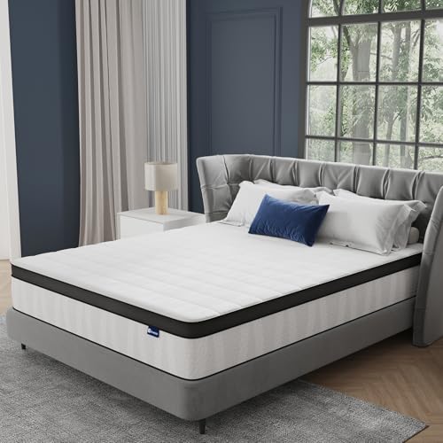 Avenco 14 Inch King Size Mattress, Hybrid Mattress in a Box with Independent Spring, Soft and Comfort Medium Firm King Mattress, Edge Support, Pressure Relief, Back Pain Relief, CertiPUR-US. Avenco
