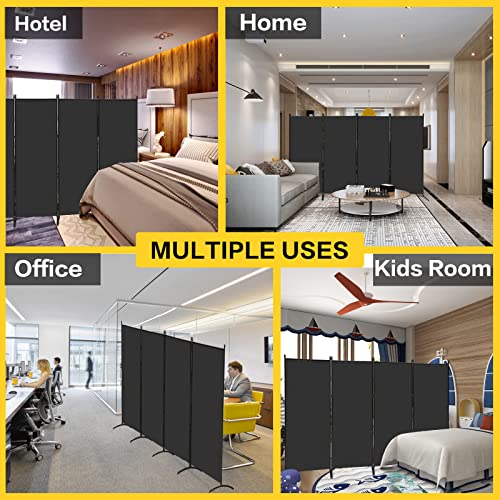 MAYOLIAH 4 Panel Privacy Screen Room Dividers 6FT Tall Portable Office Wall Divider for Rooms Separator 136"x20"x71", Black MAYOLIAH