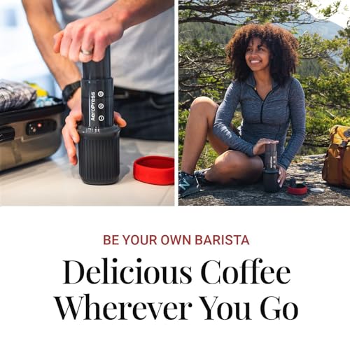 AeroPress Go Travel Coffee Press Kit - 3 in 1 brew method combines French Press, Pourover, Espresso - Full bodied coffee without grit or bitterness - Small portable coffee maker for camping & travel AeroPress