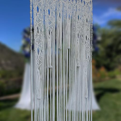 Atsweetlife Macrame Curtain Handmade Boho Doorway Curtains,Backdrop Panel Hippie Door Hanging Wedding Decor Curtain Divider Bohemian Cover Bedroom (Natural, 90×200cm/35×79in, Gradient) Atsweetlife