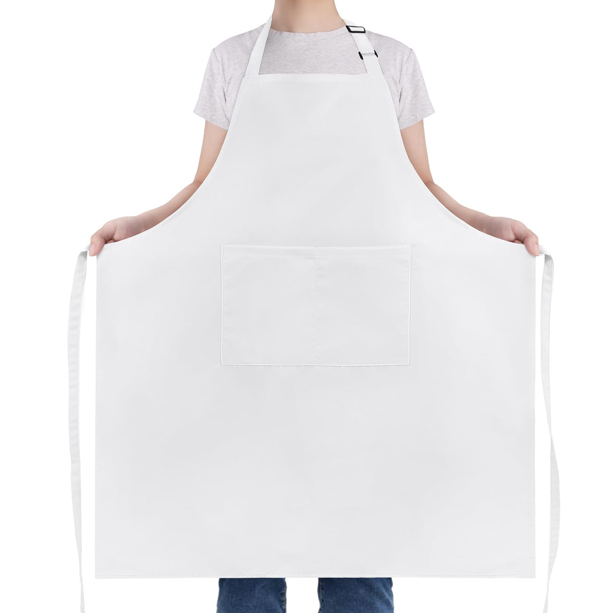 NLUS Extra Large Aprons for Men, Adjustable White Chef Apron for Men Kitchen Cooking Aprons for Women with 2 Pockets, Water & Oil Resistant - 1 PACK NLUS