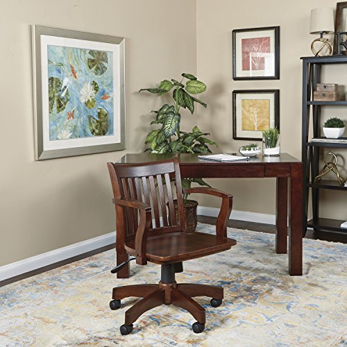 OSP Home Furnishings Deluxe Wood Banker's Desk Chair with Adjustable Height, Locking Tilt, and Heavy Duty Base, Espresso OSP Designs