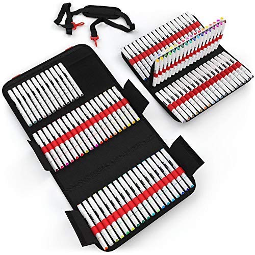 ARTEZA Art Alcohol Markers Set of 120 Colors, EverBlend Dual Tip Markers with 144-Slot Organizer, Fine and Broad Chisel Nib ARTEZA