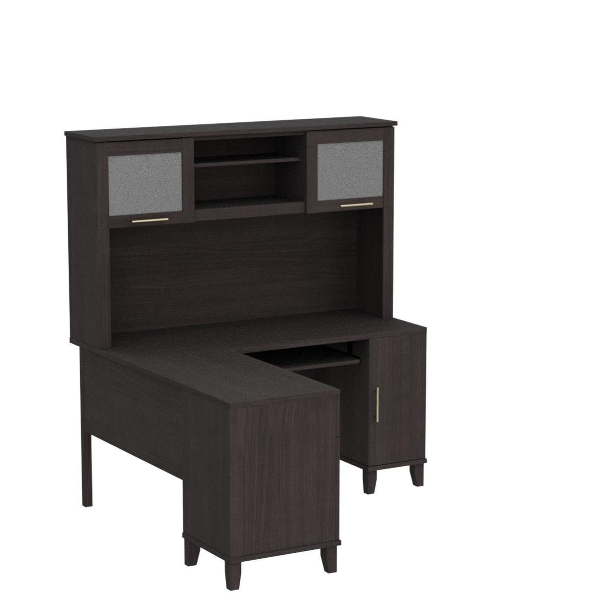 Bush SET002SG Somerset 60-Inch W L-Shaped Desk with Hutch, Storm Gray Bush Business Furniture