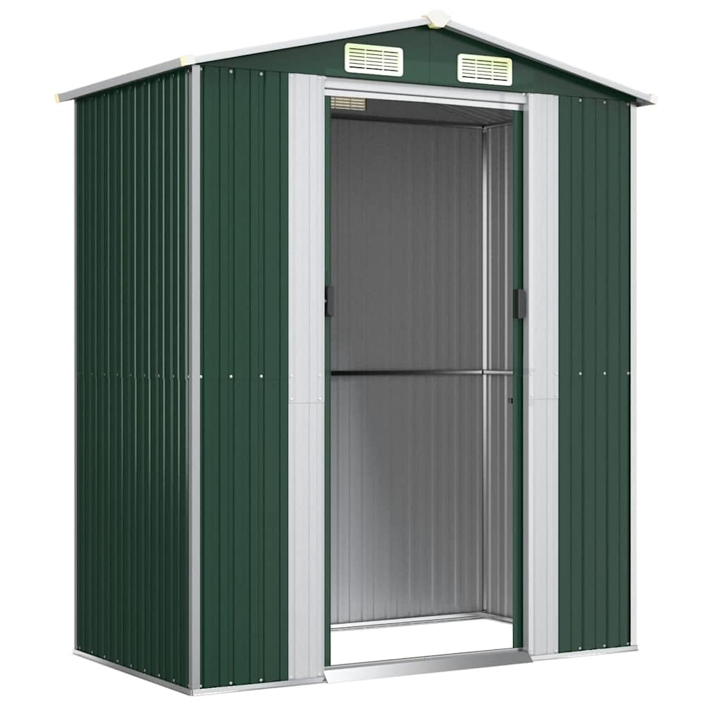 vidaXL Galvanized Steel Garden Shed - Durable Outdoor Storage for Garden Tools and Equipment - Easy Access Gate in Green 75.6"x42.5"x87.8" vidaXL