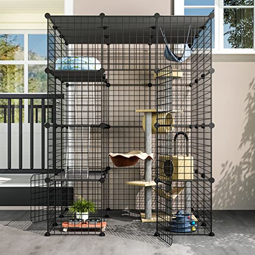 Eiiel Outdoor Cat Enclosure,Largr Cages,Catio with Super Large Enter Door,House Balcony Cat Playpen with Platforms,DIY Kennels Crate Large Exercise Place Ideal for 1-4 Cats Eiiel