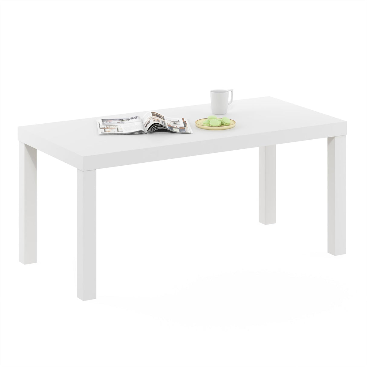 Furinno Classic Simple Coffee Table for Living Room, 38.98 (W) x 17.52 (H) x 18.9 (D) Inches, White Furinno