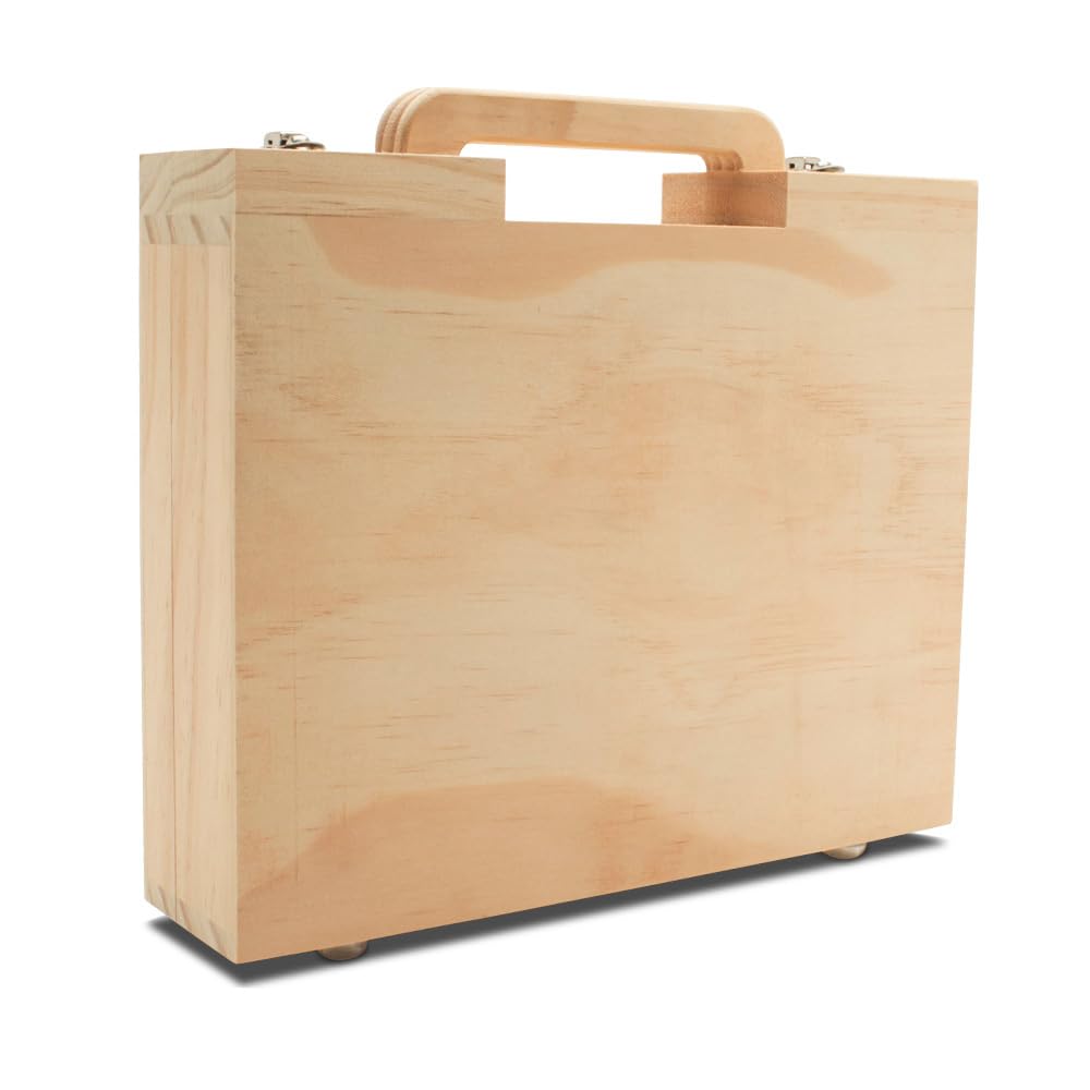 Wood Suitcase 8-1/8 x 10 inch, Pack of 1 Unfinished Wooden Boxes for Crafts, Travel Friendly Memory Boxes for Keepsakes, by Woodpeckers Woodpeckers