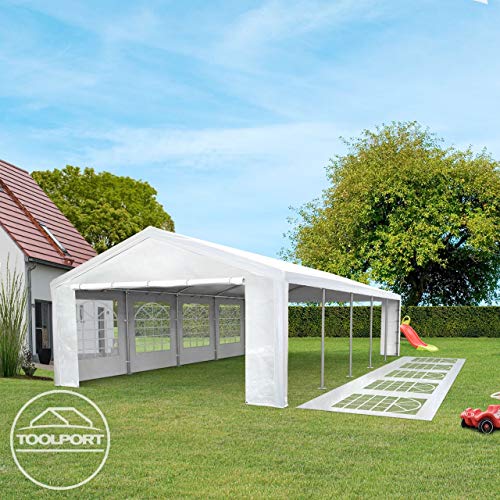 TOOLPORT Party Tent 16x33 ft Canopy PE 350 N Tarpaulin Waterproof White Garden Tent TOOLPORT