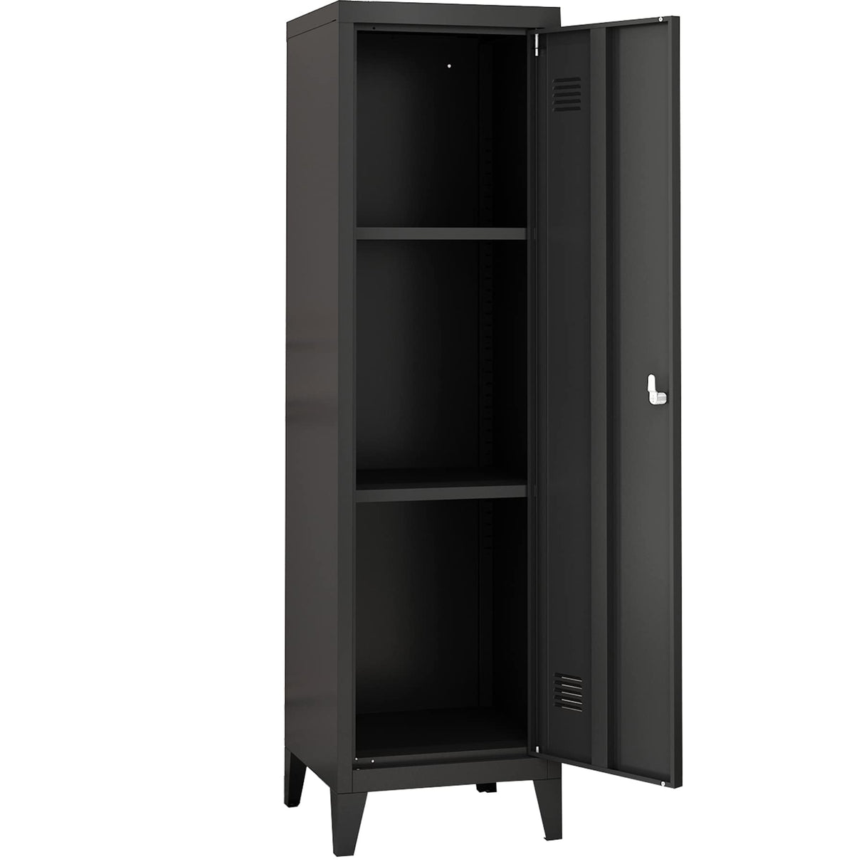MIOCASA Metal Cabinet Home Office Storage Cabinets with Doors and Shelves Lockable 3 Door File Cabinet Organizer Coat Lockers for Kids (Black) MIOCASA
