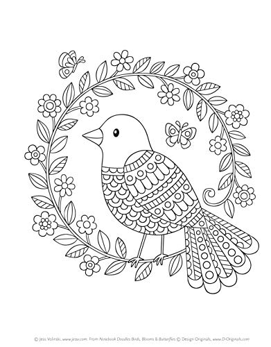 Notebook Doodles Birds, Blooms & Butterflies: Coloring & Activity Book (Design Originals) 32 Inspiring Designs and Beginner-Friendly Empowering Art Activities for Tweens, on Thick Perforated Paper Design Originals