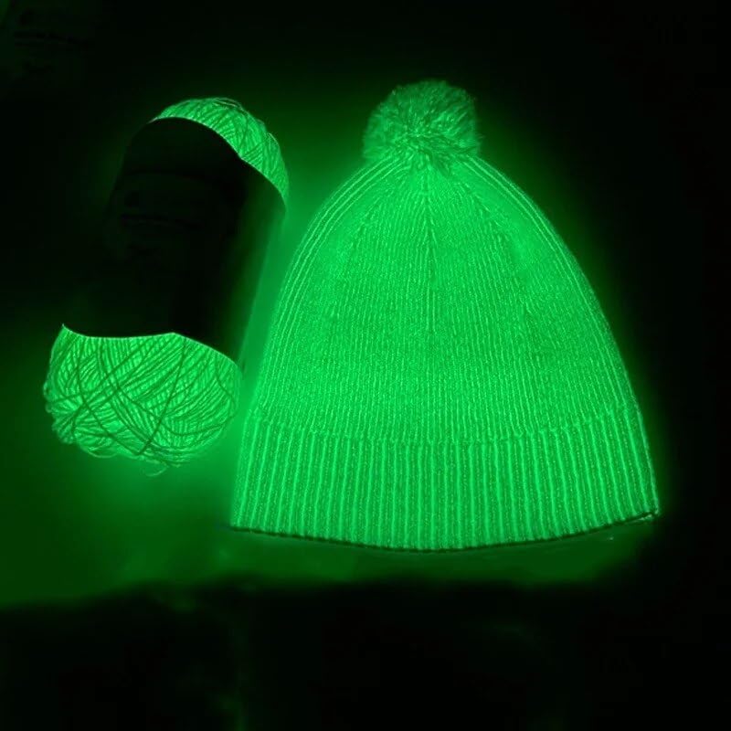 120g Glow in The Dark Yarn for Crocheting and Knitting; 120m(144yds) Yarn for Beginners with Easy-to-See Stitches; Worsted-Weight Medium #4; Yarn for Beginners Crochet Kit Making HEJIN