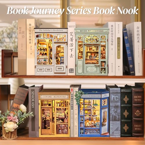 CUTEBEE Book Nook Kit - DIY Miniature House Dollhouse Kit for Adults and Teens, Booknook Tiny House Bookshelf Decor 3D Wooden Puzzle, Gifts for Family, Friends (Literature Bookstore)