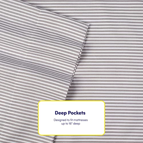 King Size Bed Sheets - 6 Piece 1500 Supreme Collection Fine Brushed Microfiber Deep Pocket King Sheet Set Bedding - 2 Extra Pillow Cases, Great Value, King, Classic Stripe Gray Sweet Home Collection