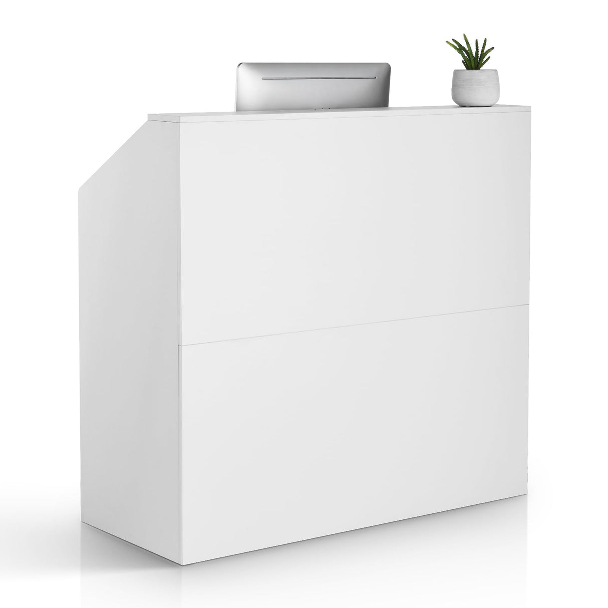 VEVOR Reception Desk, 46 Inch Rectangular Front Counter Table, Office Reception Desk, Retail Counter and Front Reception Counter, for Checkout, Lobby, Beauty Salon and Office, White VEVOR