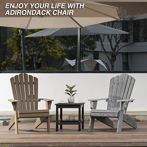 ACUEL Adirondack Chair Outdoor, Oversized Patio Chair Poly Lumber, Weather Resistant & Heavy Duty, Fire Pits Chair for Porch, Poolside, Lawn, Backyard and Garden, 350lbs Capacity (Light Brown) ACUEL