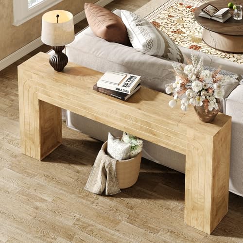knoworld 70.9-Inch Long Console Table, Farmhouse Entryway Table with Handcrafted Line Detailing, Wood Narrow Sofa Table for Living Room, Hallway, Foyer, and Behind Couch knoworld