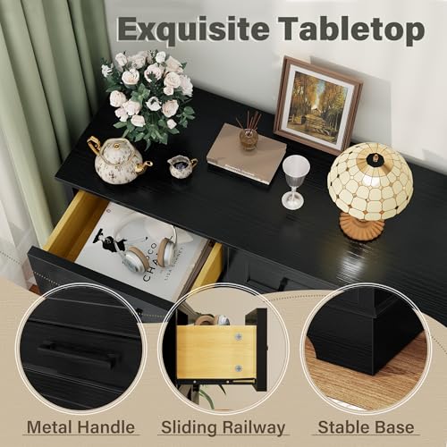 YESHOMY Dresser for Bedroom, Farmhouse 7 Drawers Dresser, Chest of Drawer Chest, Multi-Tier Clothing Storage Cabinet, Black