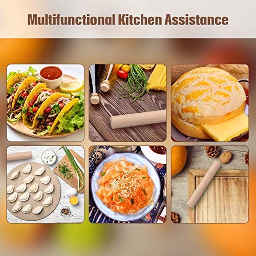 Small Wooden Rolling Pin, Dumpling Dough Roller Wooden Mini Rolling Pins Kitchen Utensil Tool for Fondant, Pasta, Bread, Pastry, Cookies, Pizza, Pie, Cylinder Style, 6.3 Inch (3 Pieces) Patelai