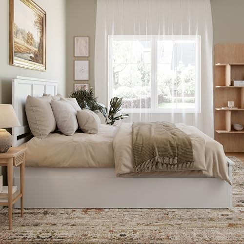 AFI, Madison King Platform Bed with Matching Footboard and Twin XL Trundle, White AFI