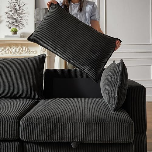 6 Seater Oversized Free Combination Convertible Modular Sectional Sofa, U / L Shaped Extra Large Corduroy Reversible Sleeper Corner Couch with Storage and Movable Ottomans for Living Room Apartment Eafurn