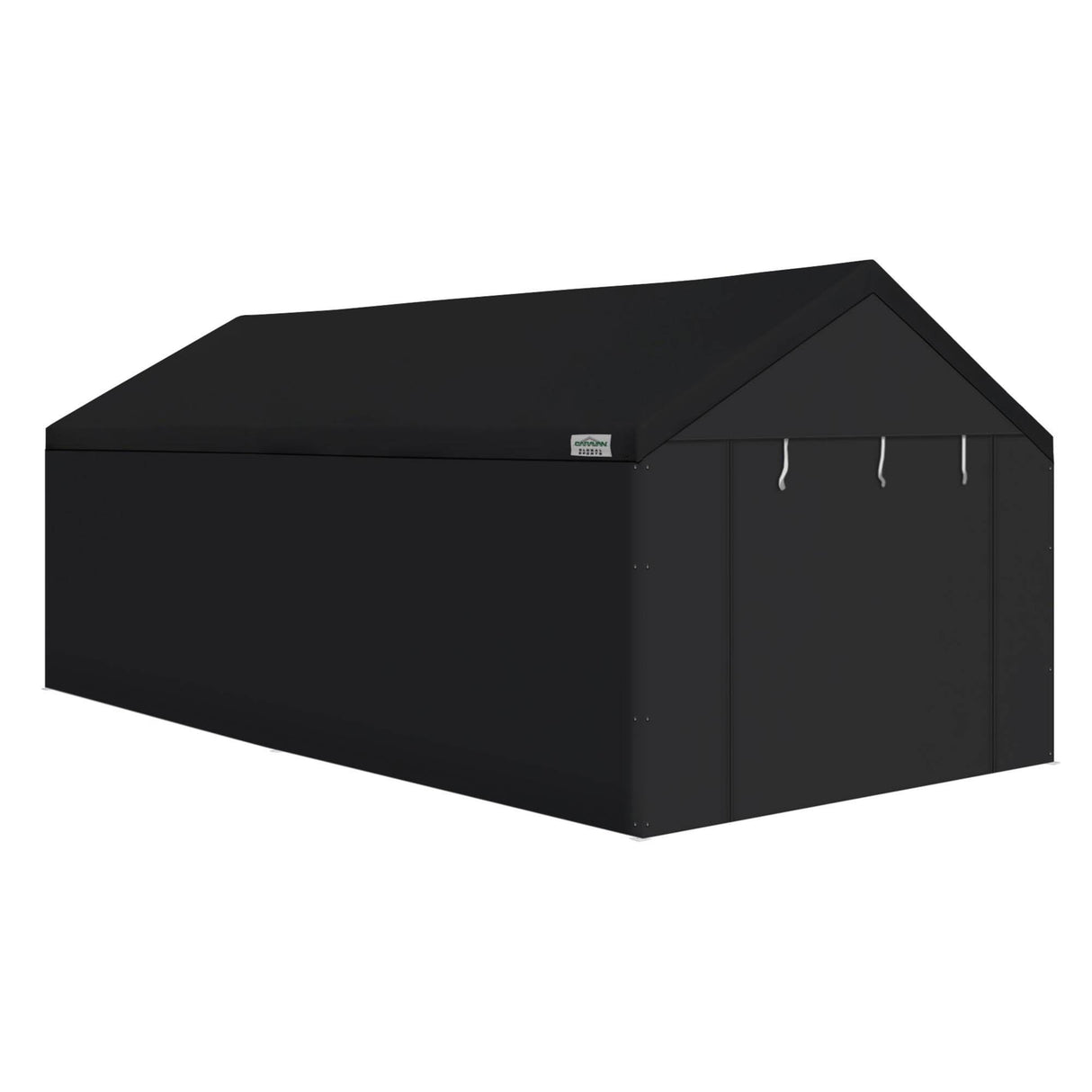 Caravan Canopy Domain 10 x 20 Foot Durable Portable Garage Carport Canopy Car Tent Sidewalls with Dual Zippers and Roll Up Door, Black (Anchor/Mounting Materials + Sidewalls Included) Caravan