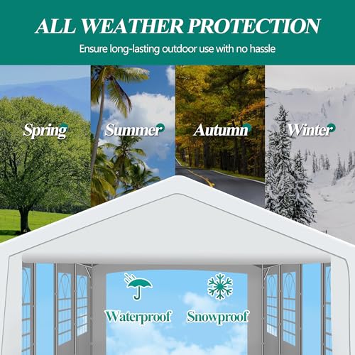 GARTOO 20' x 30' Canopy Party Tent & Carport - Heavy Duty Outdoor Wedding Gazebo with 4 Sand Bags, Event Shelter Canopy for Outdoor Event, Wedding, Birthday Party GARTOO