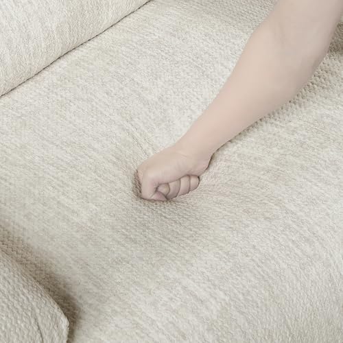 Lexicon Manual Reclining Chair-Textured Microfiber Wall Hugger Recliner, Tab Pull Reclining, Pillow Top Arms, for Living Room/Theater Seating/Apartment, Easy Assembly, Vanilla Beige