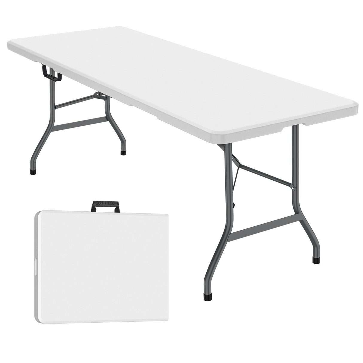 GUFY LAXMO 6ft Folding Table, Foldable HDPE Dining Table for Picnic, Camping, Party, Display with Carrying Handle - White GUFY LAXMO