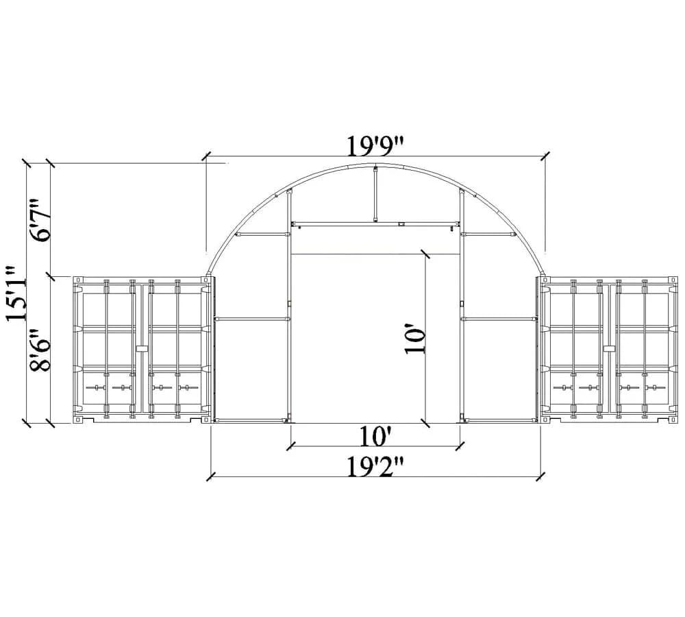 Mytee Products Shipping Container Canopy Shelter Kit - 40'(L) x 20'(W) 21 Oz PVC White Cover Storage Container Roof and Front Wall w/Doors and Back End Wall - Snow, UV and Weather-Resistant Mytee Products