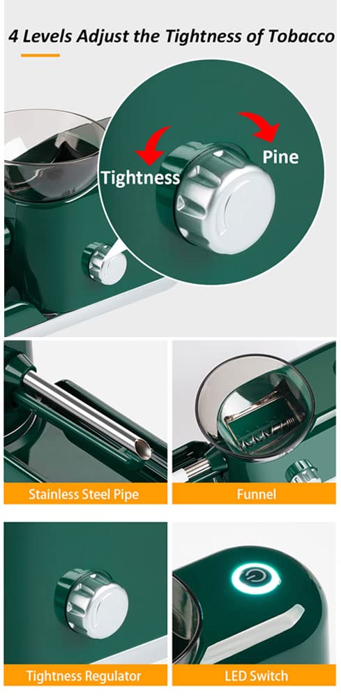 Cigarette Rolling Machine Electric Automatic Injector Tobacco Roller Maker Portable Good for Regular King Size 8mm Tube (Black1) KUGUAN