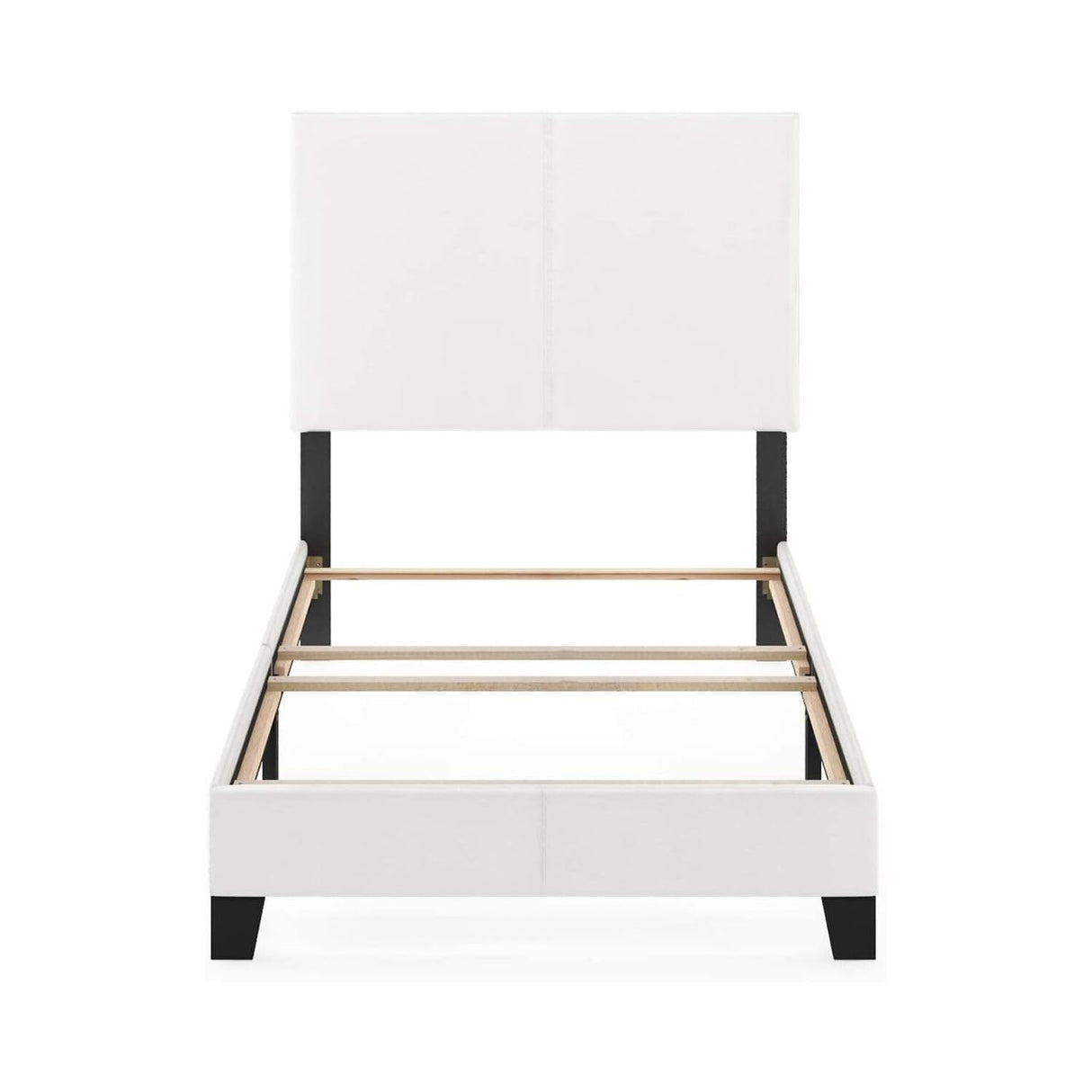 Furinno FB19821TWH Pessac PU Leather Upholstered Platform, Twin, White Furinno