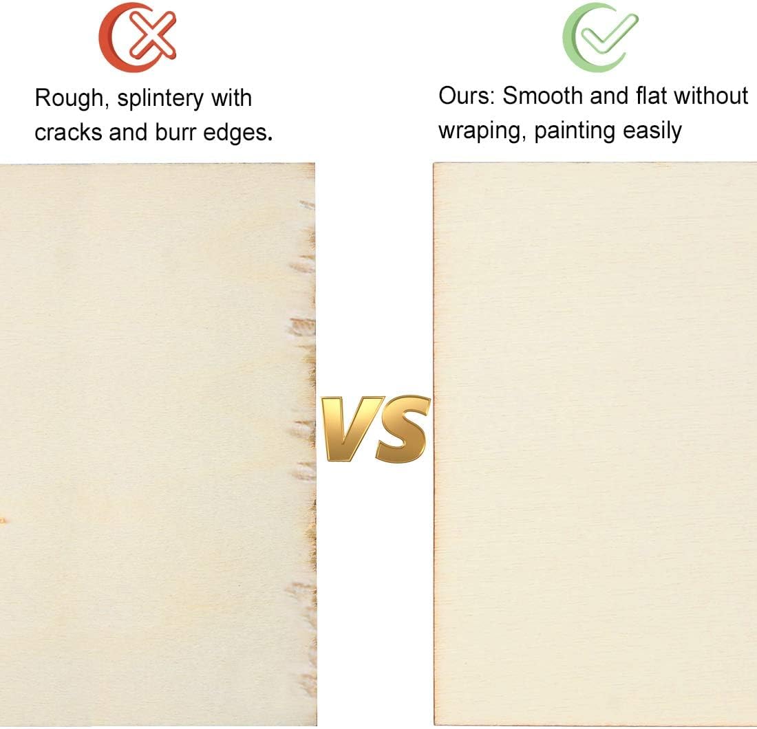 Blisstime 15PCS 4x6 Inch Wood Squares Unfinished Square Wood Pieces for Crafts,Painting, Writing, DIY Supplies, Engraving and Carving, Home Decorations (4x6 Inch 15Pcs) Blisstime