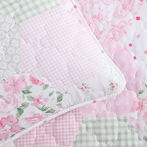 Laura Ashley Kids - Twin Quilt Set, Reversible Kids Bedding with Matching Sham(s), Ideal for Toddler Bedding Set, Ideal Girl Room Essentials, Coquette Room Decor (Ellyn Pink, Twin) Laura Ashley