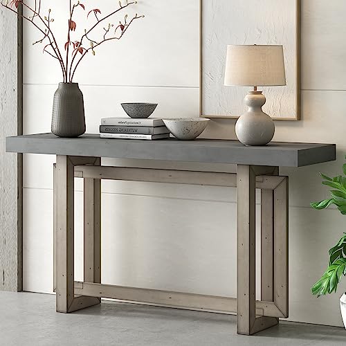 Modern Minimalist Console Table 59-Inch Long Wood Accent Entry Sofa Table for Living Room Entryway Hallway (Gray) Amposei