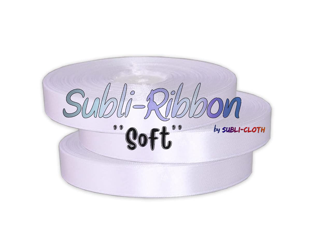 Subli-Ribbon ''Soft'' Satin Strap for Sublimation DIY Custom Smooth Cloth Fabric Polyester (25mm x 30mts) Subli-Cloth